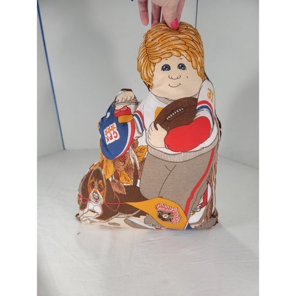 3 Cabbage Patch Kids Football Player Plush Stuffed Pillow Finished 1983 16" Fall - Picture 2 of 12